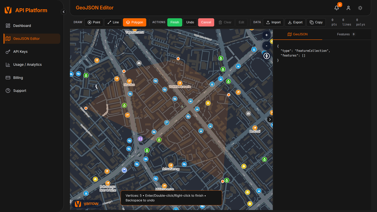 Yarrow API Dashboard project screenshot