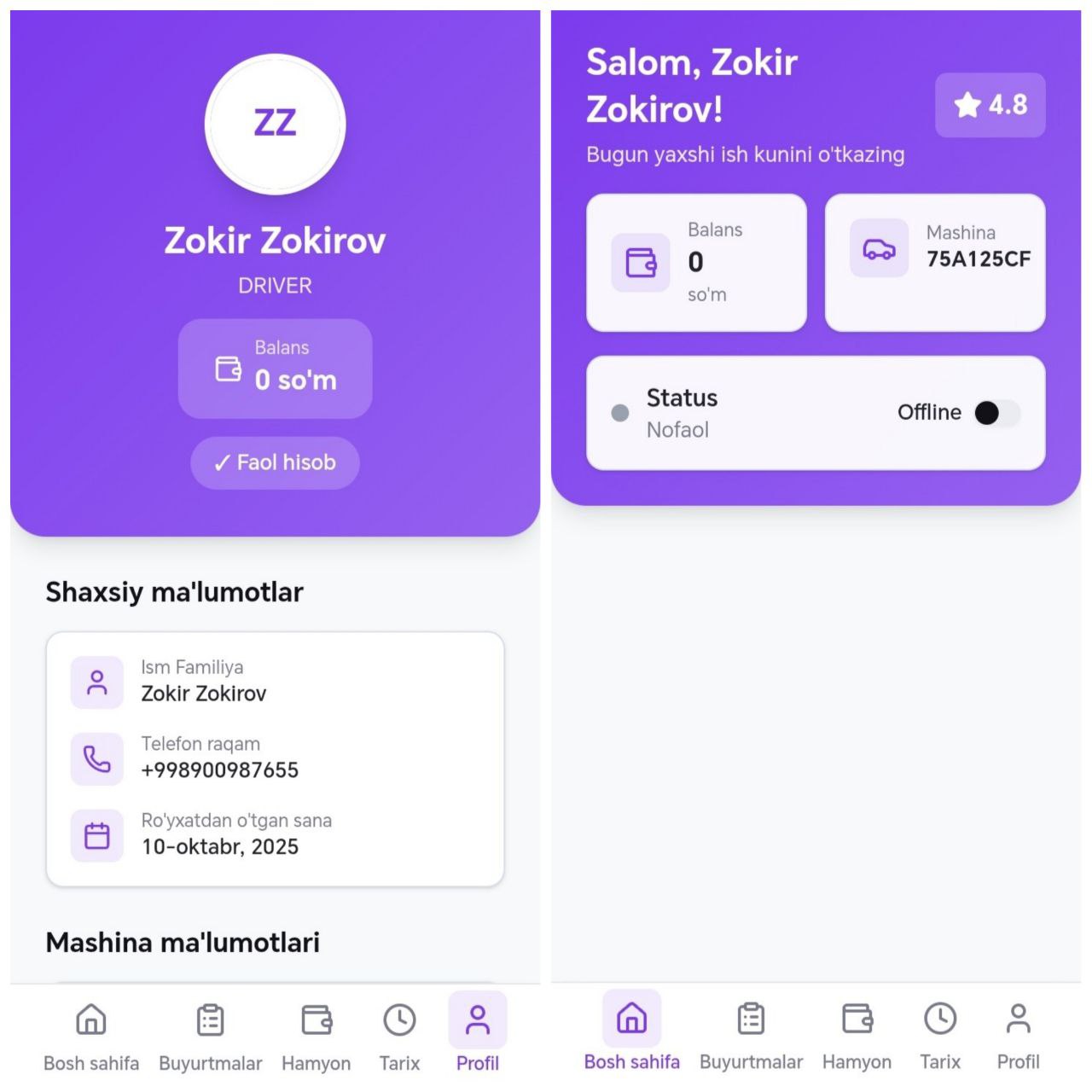 Ravon Taxi - Driver Mobile App project screenshot